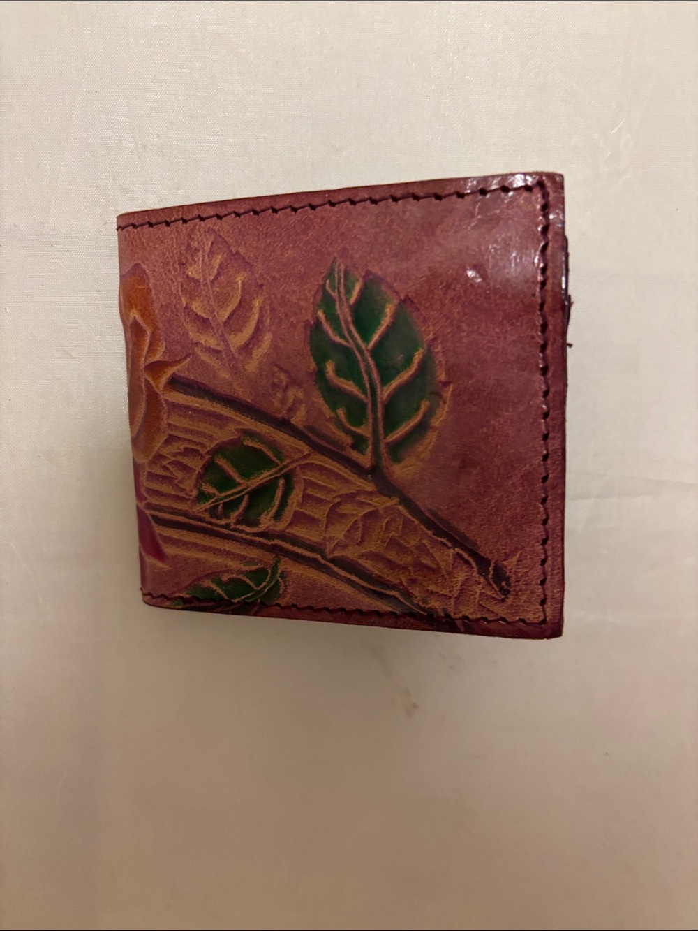 Genuine Leather Wallet Leaf/Floral Print Bills/Change